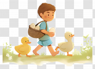 Childhood Memories - Boy With Ducks And Eggs Transparent PNG