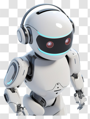 Robot With Headphones - Modern Robot With Futuristic Design Transparent PNG