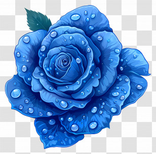 Blue Rose - Blue Rose With Water Droplets Transparent PNG