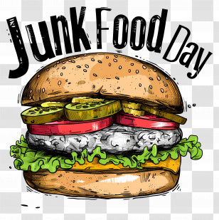 National Junk Food Day - Junk Food Day Burger Transparent PNG