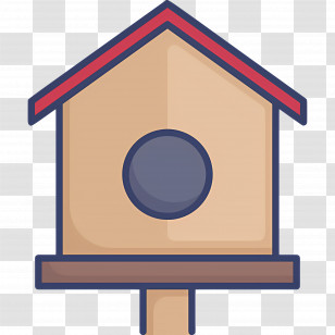 Birdhouse - Cartoon Wooden Birdhouse With Red Roof Transparent PNG