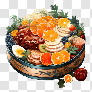 Bento Box - Gourmet Food Platter With Fruits And Citrus Transparent PNG