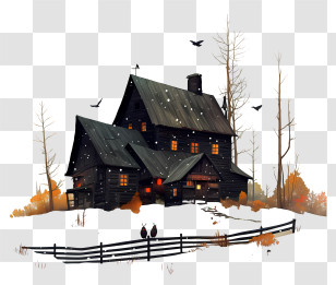Abandoned Wooden Barn In Blizzard - Cozy Dark Cabin In Snow Transparent PNG