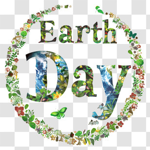 Earth Day - Earth Day Floral Text Design Transparent PNG