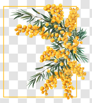 Golden Yellow Flowers - Yellow Flower Branch Illustration Transparent PNG