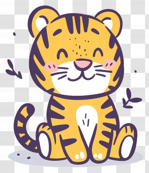 Tiger - Cute Tiger Cartoon Illustration Transparent PNG
