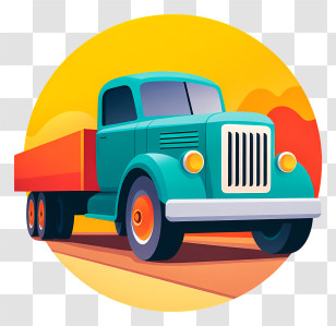 Truck Icon - Cartoon Truck On Road Transparent PNG
