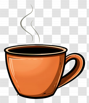 Coffee Mug - Orange Coffee Cup With Steam Cartoon Illustration Transparent PNG