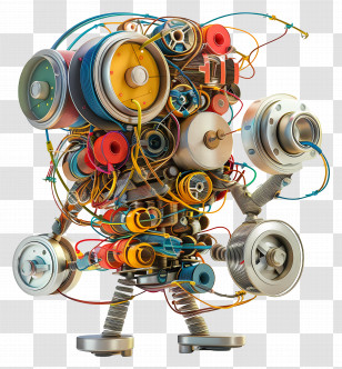 String Reels - Complex Robot With Wires And Gears Transparent PNG