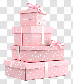 Stack Of Gift Boxes - Stacked Pink Polka Dot Gift Boxes Transparent PNG