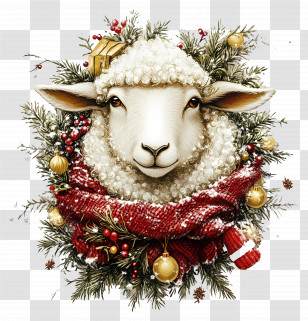 Christmas Sheep - Festive Sheep With Christmas Decorations Transparent PNG