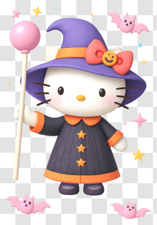Hello Kitty - Cute Kitty Witch Illustration Transparent PNG