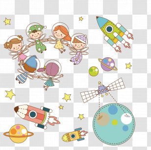 Universe Outer Space Cartoon - Painting - Rocket Transparent PNG