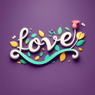 Love Word Art - Love Text With Floral Design Transparent PNG