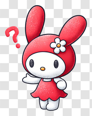 My Melody Asking Question - Curious Red Hooded Bunny Transparent PNG