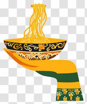 Indian Hand - Colorful Decorated Hand With Noodles Transparent PNG