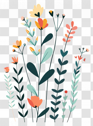 Flower Vine - Hand-Drawn Colorful Floral Illustration Transparent PNG