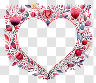 Rose Frame - Heart-Shaped Floral Design Frame In Romantic Style Transparent PNG