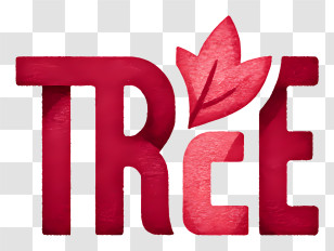 Tree Logo - Bold Red 'TREE' Lettering With Leaf Transparent PNG