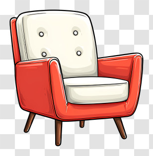 Retro Armchair - Red Armchair Transparent PNG