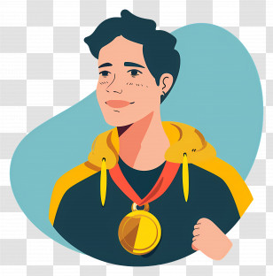 Medal - Person With Gold Medal Transparent PNG