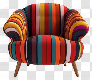 Armchair - Striped Colorful Armchair For Modern Interiors Transparent PNG