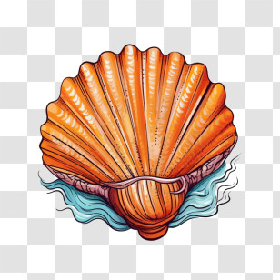 Seashell - Beautiful Orange Seashell Illustration Transparent PNG