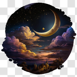 Ramadan Kareem
 - Crescent Moon And Star In A Dreamy Sky Transparent PNG