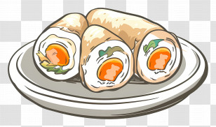 Egg Rolls - Delicious Spring Rolls On Plate Transparent PNG