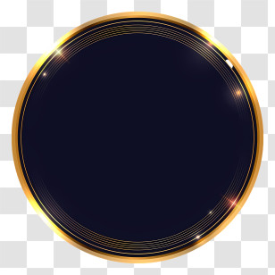 Golden Circle - Elegant Golden Frame With Black Background Transparent PNG