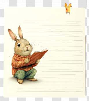 Cute Paper - Rabbit Reading A Book Transparent PNG