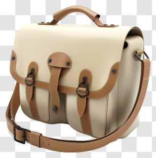 Messenger Bag - Beige And Brown Leather Satchel Transparent PNG