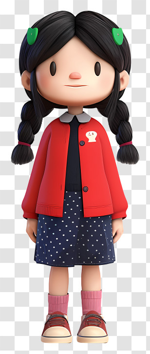 3d Girl - Cartoon Girl With Braided Hair Transparent PNG
