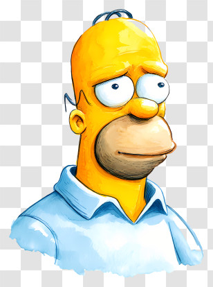 Watercolor Homer Simpson - Yellow Cartoon Character Illustration Transparent PNG