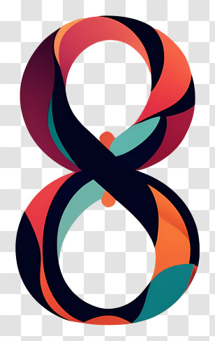Blue And Purple Number 8 - Colorful Number Eight Design Transparent PNG