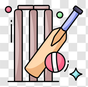 Cricket Icon - Cricket Bat And Ball Transparent PNG