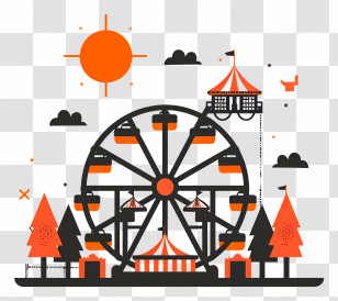 Amusement Park - Ferris Wheel At Amusement Park Transparent PNG
