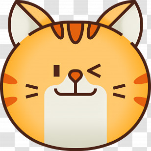 Cat Emoji - Cute Winking Orange Cat Cartoon Illustration Transparent PNG