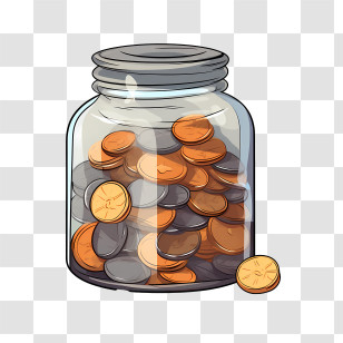 World Thrift Day - Coin Jar Illustration Transparent PNG