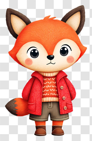 Cute Cartoon Fox - Cute Fox In Red Jacket Transparent PNG