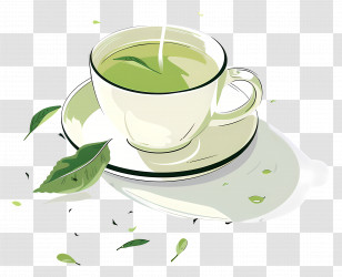 Green Tea - Green Tea Cup And Saucer Illustration Transparent PNG