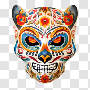 Dia De Los Muertos
 - Day Of The Dead Sugar Skull Cat Mask Transparent PNG
