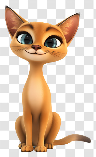 Abyssinian Cat - Cute Cartoon Cat With Big Eyes Transparent PNG