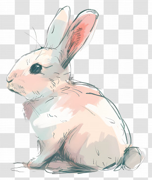 Cartoon Rabbit - Adorable Sketched Bunny Illustration Transparent PNG