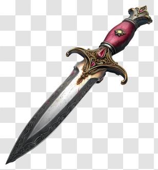 Knife - Intricately Designed Ornate Dagger Transparent PNG