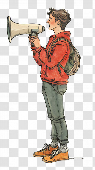 Man With Loudspeaker - Person Announcing With A Megaphone Transparent PNG