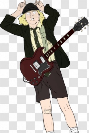 Cartoon AC/DC Comics Guitarist String Instruments - Acdc - Young Transparent PNG