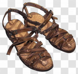 Gladiator Sandals - Brown Leather Sandals With Straps Transparent PNG