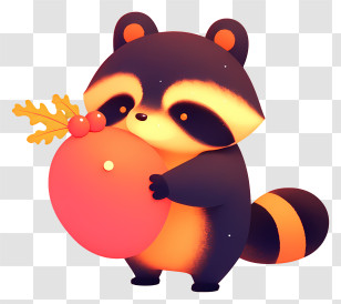 Christmas Raccoon - Chubby Raccoon Holding Fruit Transparent PNG