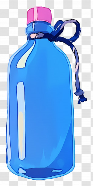 Watercolor Bottle - Blue Water Bottle With Rope Loop Transparent PNG